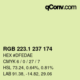 カラーコード: RGB 223.1 237 174 | qconv.com