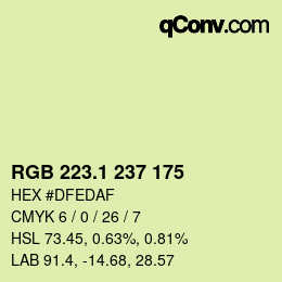 カラーコード: RGB 223.1 237 175 | qconv.com
