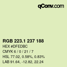カラーコード: RGB 223.1 237 188 | qconv.com