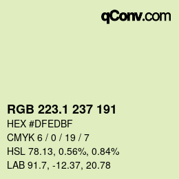 カラーコード: RGB 223.1 237 191 | qconv.com