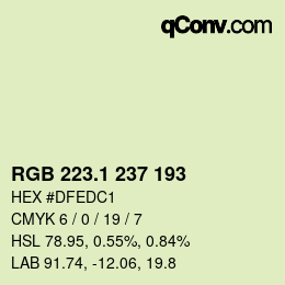 カラーコード: RGB 223.1 237 193 | qconv.com