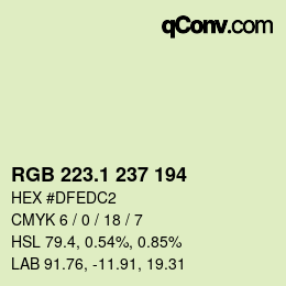 カラーコード: RGB 223.1 237 194 | qconv.com