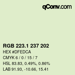 カラーコード: RGB 223.1 237 202 | qconv.com