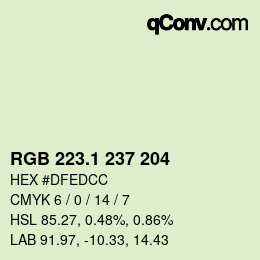 カラーコード: RGB 223.1 237 204 | qconv.com