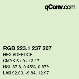 カラーコード: RGB 223.1 237 207 | qconv.com