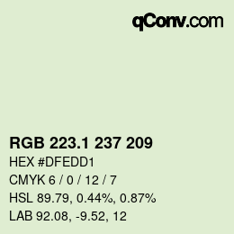 カラーコード: RGB 223.1 237 209 | qconv.com