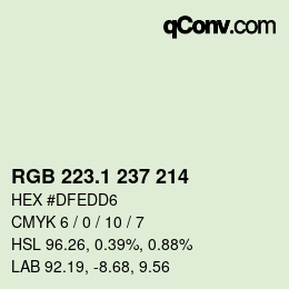 カラーコード: RGB 223.1 237 214 | qconv.com