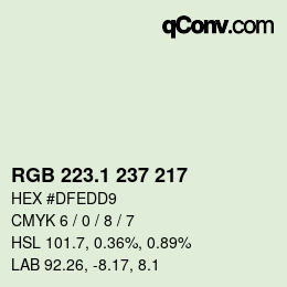 カラーコード: RGB 223.1 237 217 | qconv.com