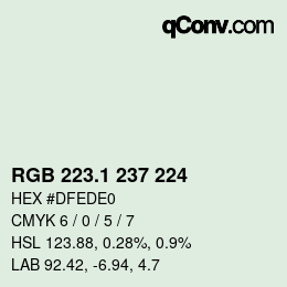 カラーコード: RGB 223.1 237 224 | qconv.com