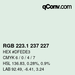 カラーコード: RGB 223.1 237 227 | qconv.com