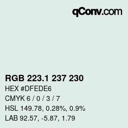 カラーコード: RGB 223.1 237 230 | qconv.com
