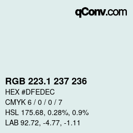 Color code: RGB 223.1 237 236 | qconv.com