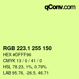 カラーコード: RGB 223.1 255 150 | qconv.com