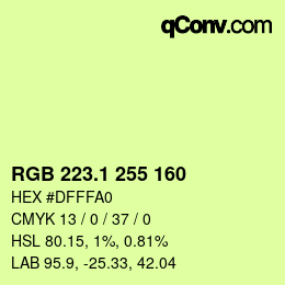 カラーコード: RGB 223.1 255 160 | qconv.com