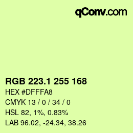 カラーコード: RGB 223.1 255 168 | qconv.com