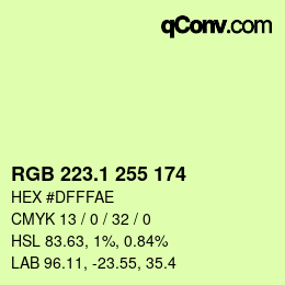 カラーコード: RGB 223.1 255 174 | qconv.com