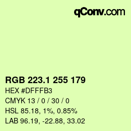 カラーコード: RGB 223.1 255 179 | qconv.com