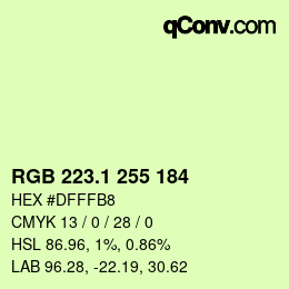 カラーコード: RGB 223.1 255 184 | qconv.com