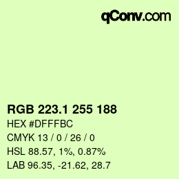 カラーコード: RGB 223.1 255 188 | qconv.com