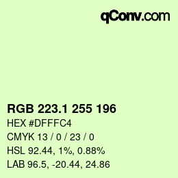 カラーコード: RGB 223.1 255 196 | qconv.com