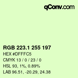 カラーコード: RGB 223.1 255 197 | qconv.com