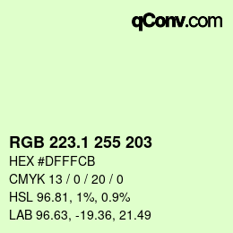 カラーコード: RGB 223.1 255 203 | qconv.com