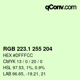 カラーコード: RGB 223.1 255 204 | qconv.com