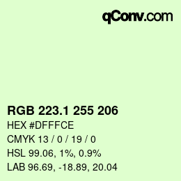 カラーコード: RGB 223.1 255 206 | qconv.com