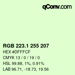 カラーコード: RGB 223.1 255 207 | qconv.com
