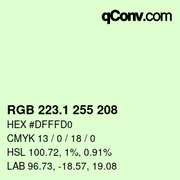 カラーコード: RGB 223.1 255 208 | qconv.com