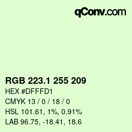 カラーコード: RGB 223.1 255 209 | qconv.com