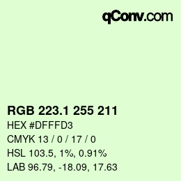 カラーコード: RGB 223.1 255 211 | qconv.com