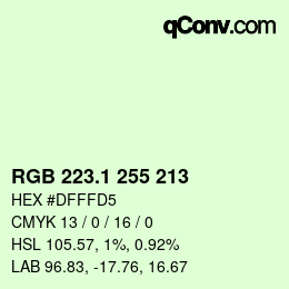 カラーコード: RGB 223.1 255 213 | qconv.com