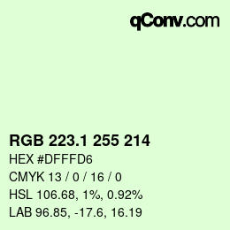 カラーコード: RGB 223.1 255 214 | qconv.com