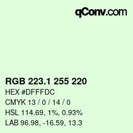 Color code: RGB 223.1 255 220 | qconv.com