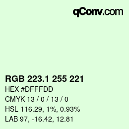 カラーコード: RGB 223.1 255 221 | qconv.com