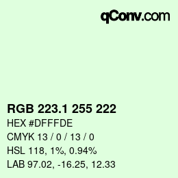 カラーコード: RGB 223.1 255 222 | qconv.com