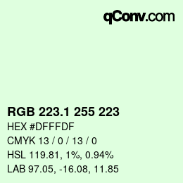カラーコード: RGB 223.1 255 223 | qconv.com