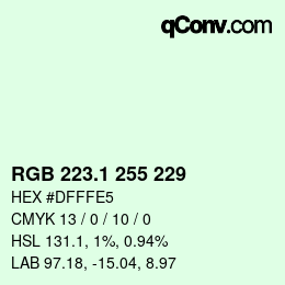 カラーコード: RGB 223.1 255 229 | qconv.com