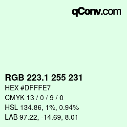 カラーコード: RGB 223.1 255 231 | qconv.com