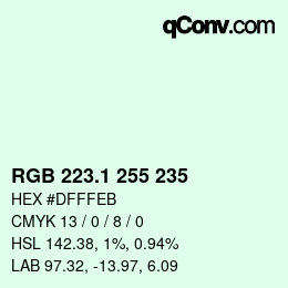 カラーコード: RGB 223.1 255 235 | qconv.com