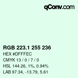 カラーコード: RGB 223.1 255 236 | qconv.com