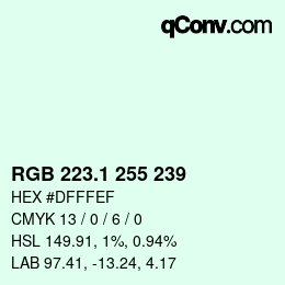 カラーコード: RGB 223.1 255 239 | qconv.com
