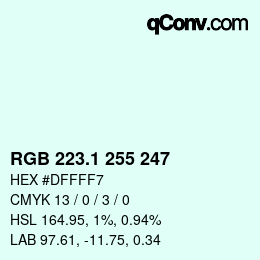 カラーコード: RGB 223.1 255 247 | qconv.com