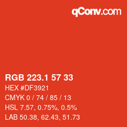 カラーコード: RGB 223.1 57 33 | qconv.com