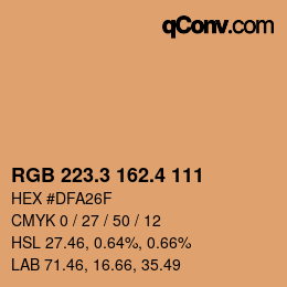 カラーコード: RGB 223.3 162.4 111 | qconv.com