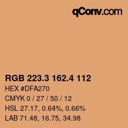 カラーコード: RGB 223.3 162.4 112 | qconv.com