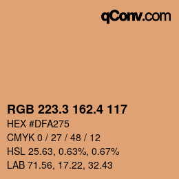 カラーコード: RGB 223.3 162.4 117 | qconv.com