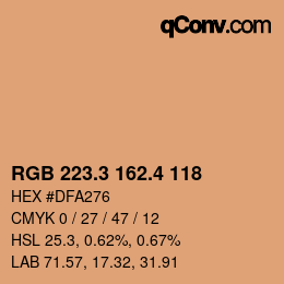 カラーコード: RGB 223.3 162.4 118 | qconv.com