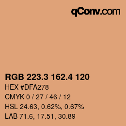 カラーコード: RGB 223.3 162.4 120 | qconv.com